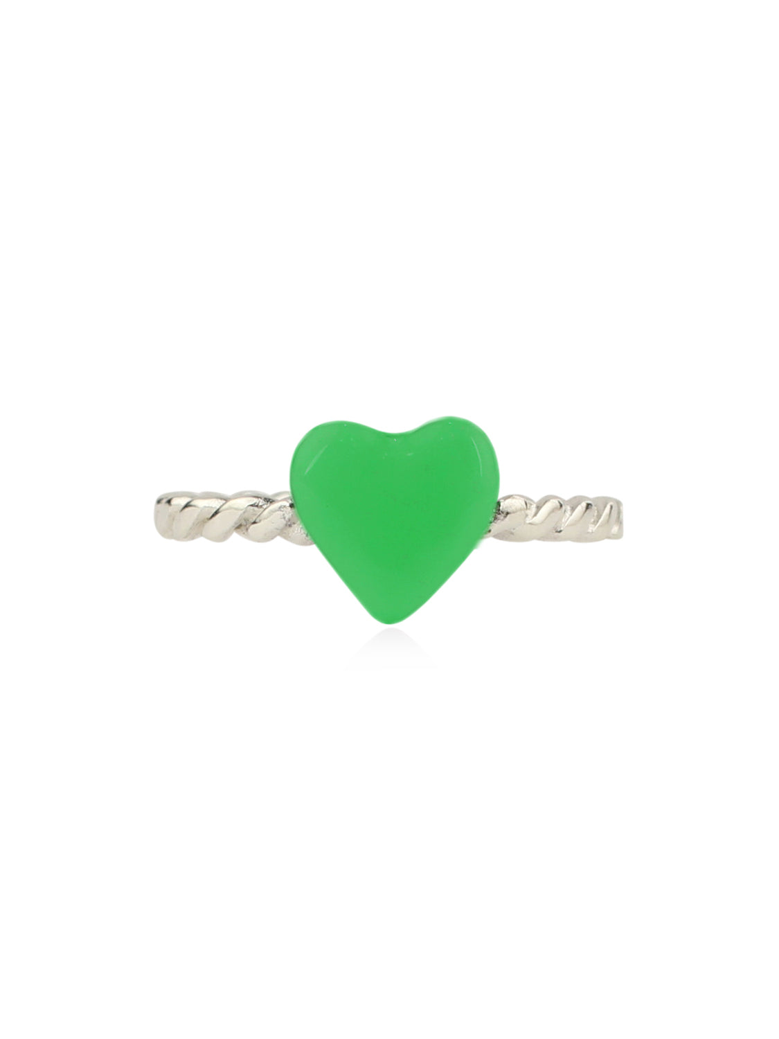 Grass Green Enamel Heart Ring