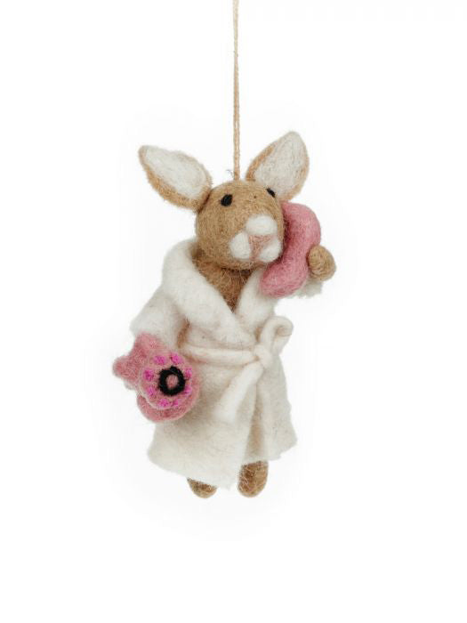 Load image into Gallery viewer, Felt Gossiping Bunny Hanging Decoration
