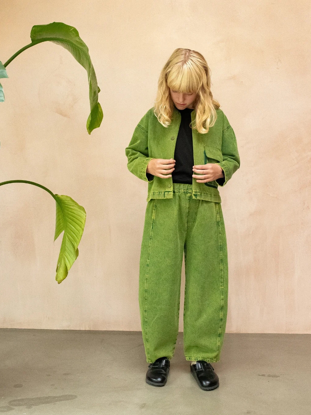 Green Overdye Denim Manu Kids Trousers