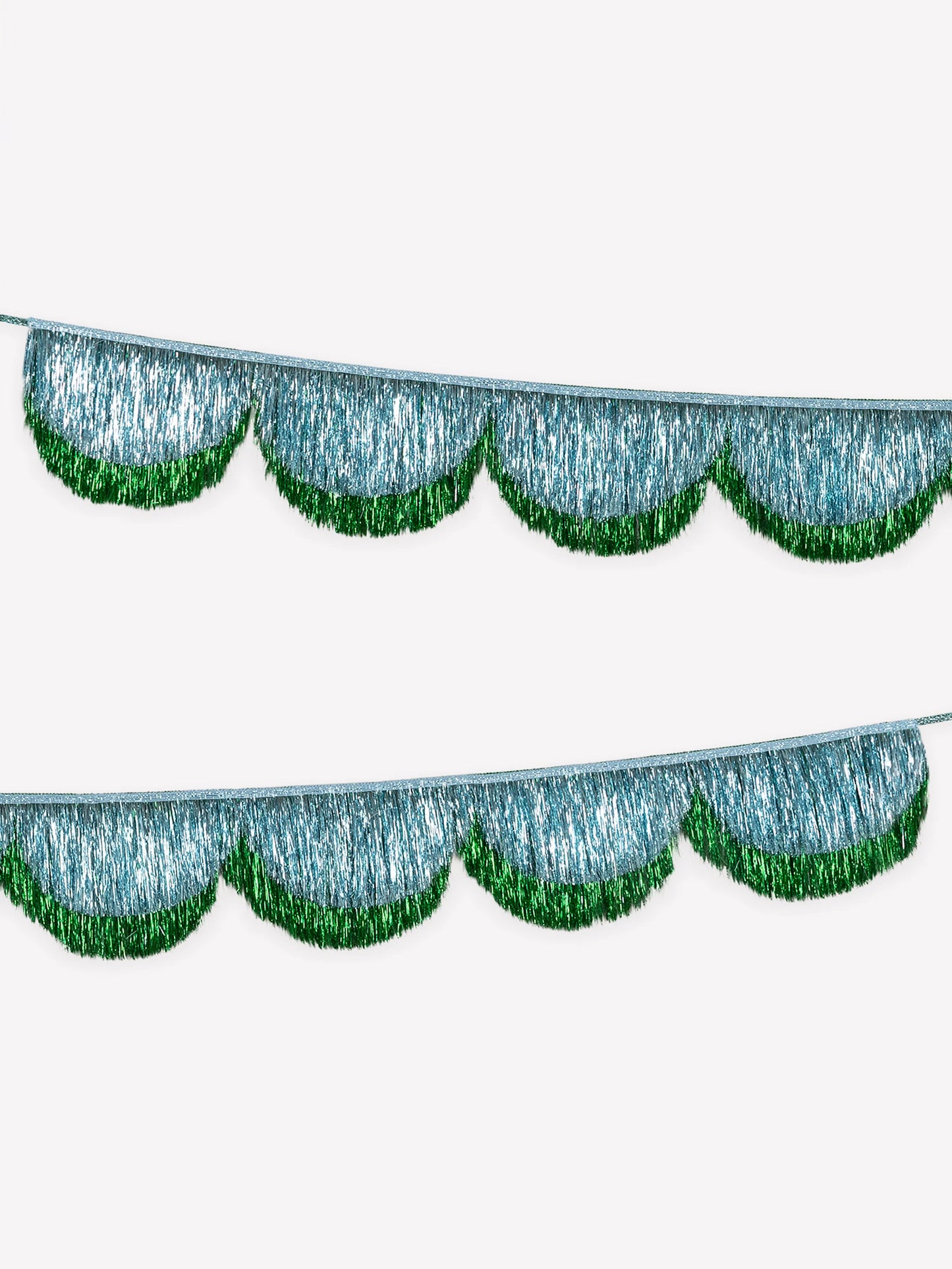 Blue Tinsel Scallop Garland