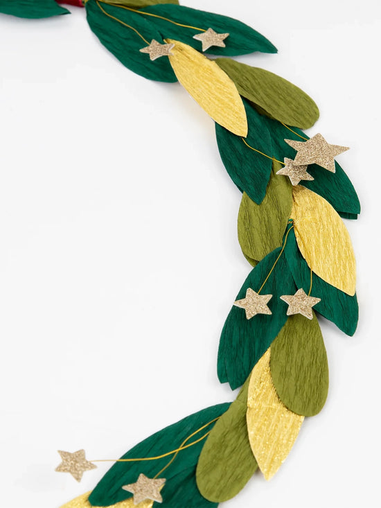 Load image into Gallery viewer, Paper Leaf &amp;amp; Star Wreath
