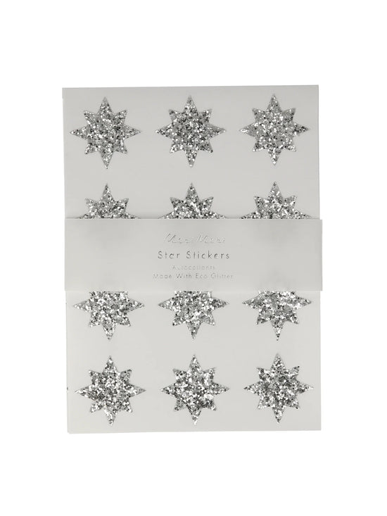 Load image into Gallery viewer, Silver Eco Glitter Star Stickers
