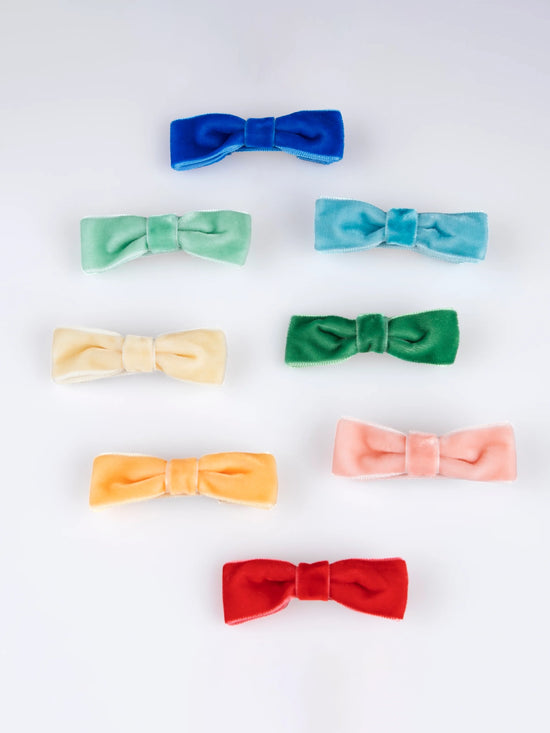 Rainbow Velvet Bow Hair Clips