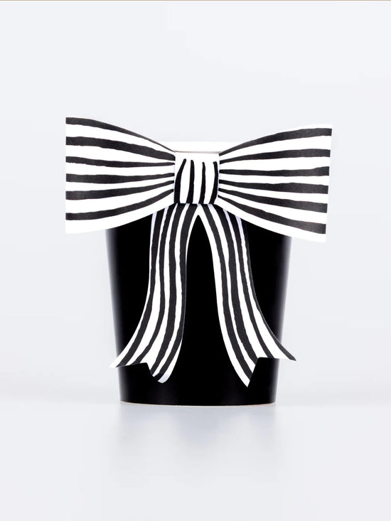Black & White Stripy Bow Cups
