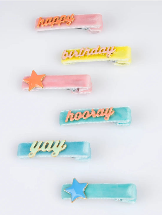 Happy Birthday Enamel Hair Clips