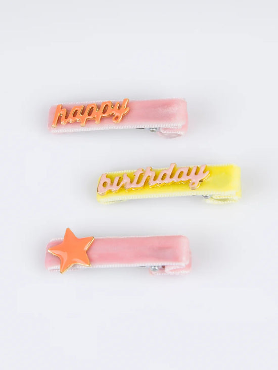 Happy Birthday Enamel Hair Clips