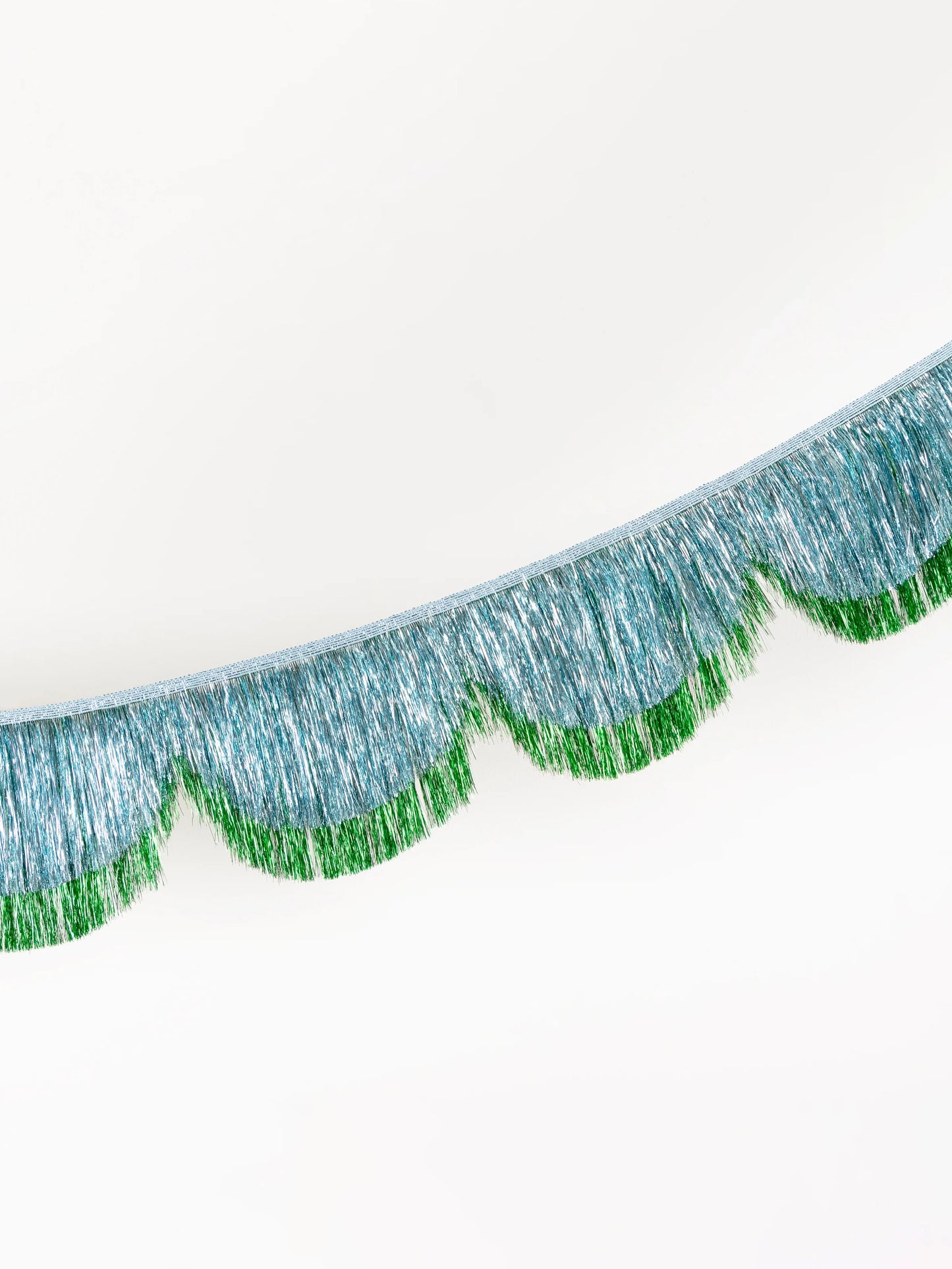 Blue Tinsel Scallop Garland
