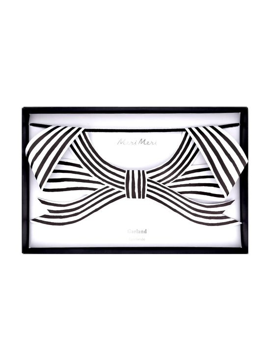 Black & White Stripy Bow Garland