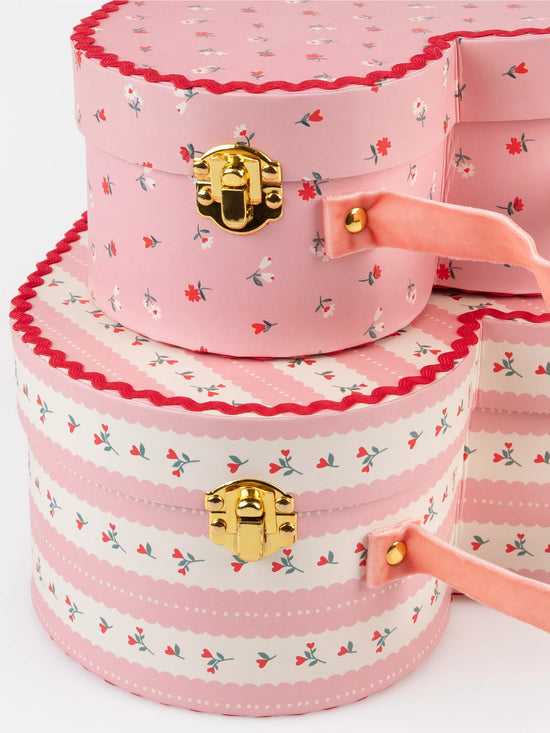 Vintage Rose Heart Suitcases