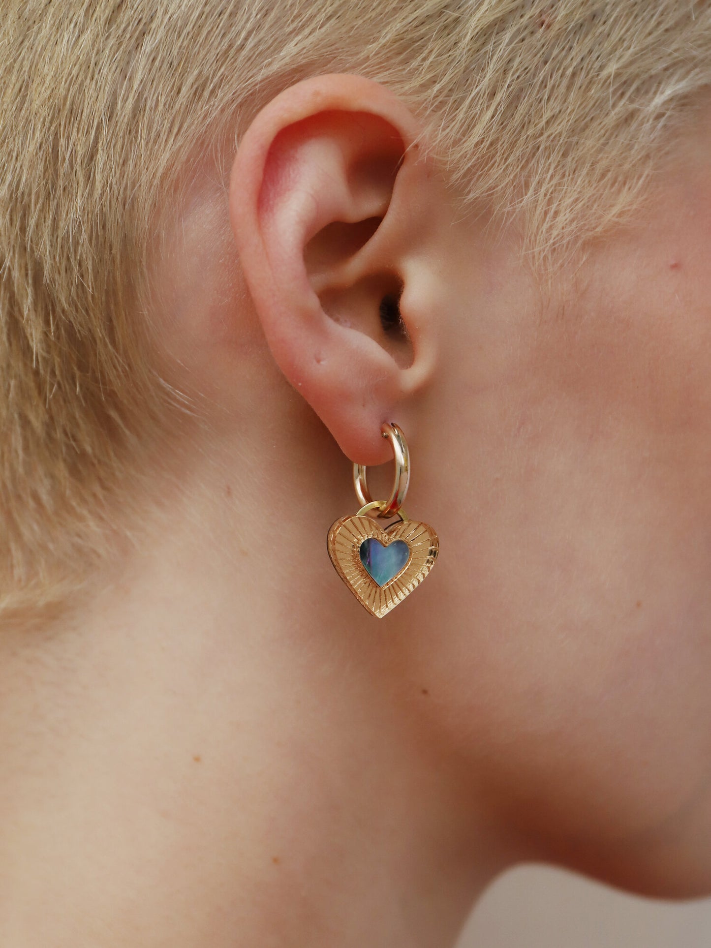 Blue Mother of Pearl Mini Lyra Hoops