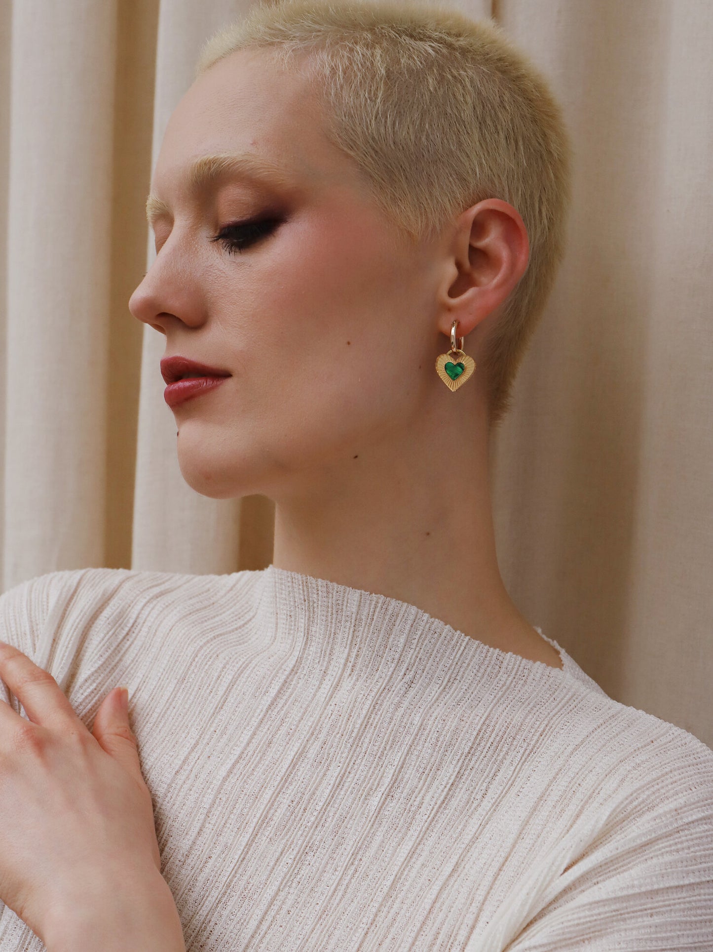 Emerald Mother of Pearl Mini Lyra Hoops