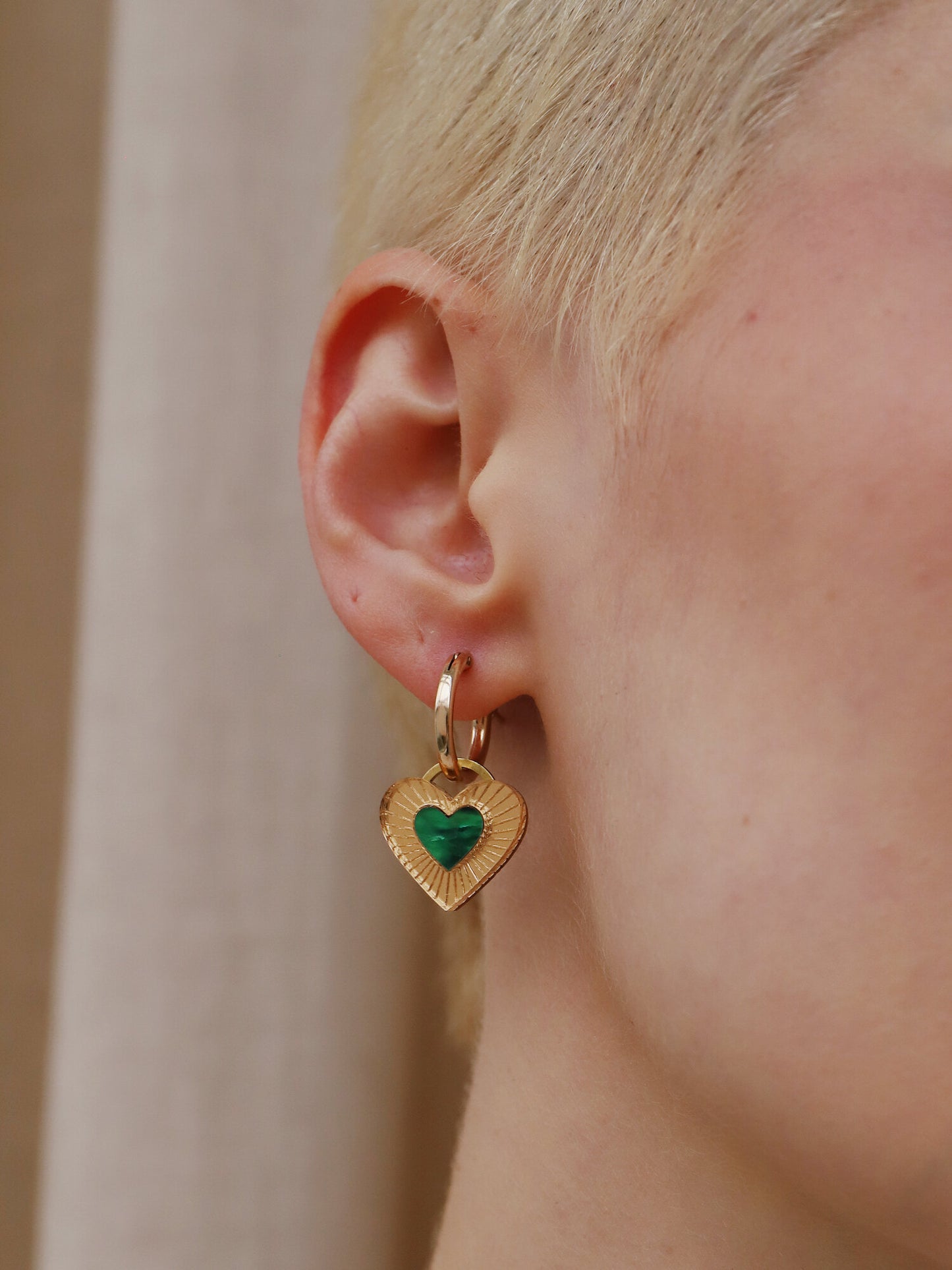 Emerald Mother of Pearl Mini Lyra Hoops