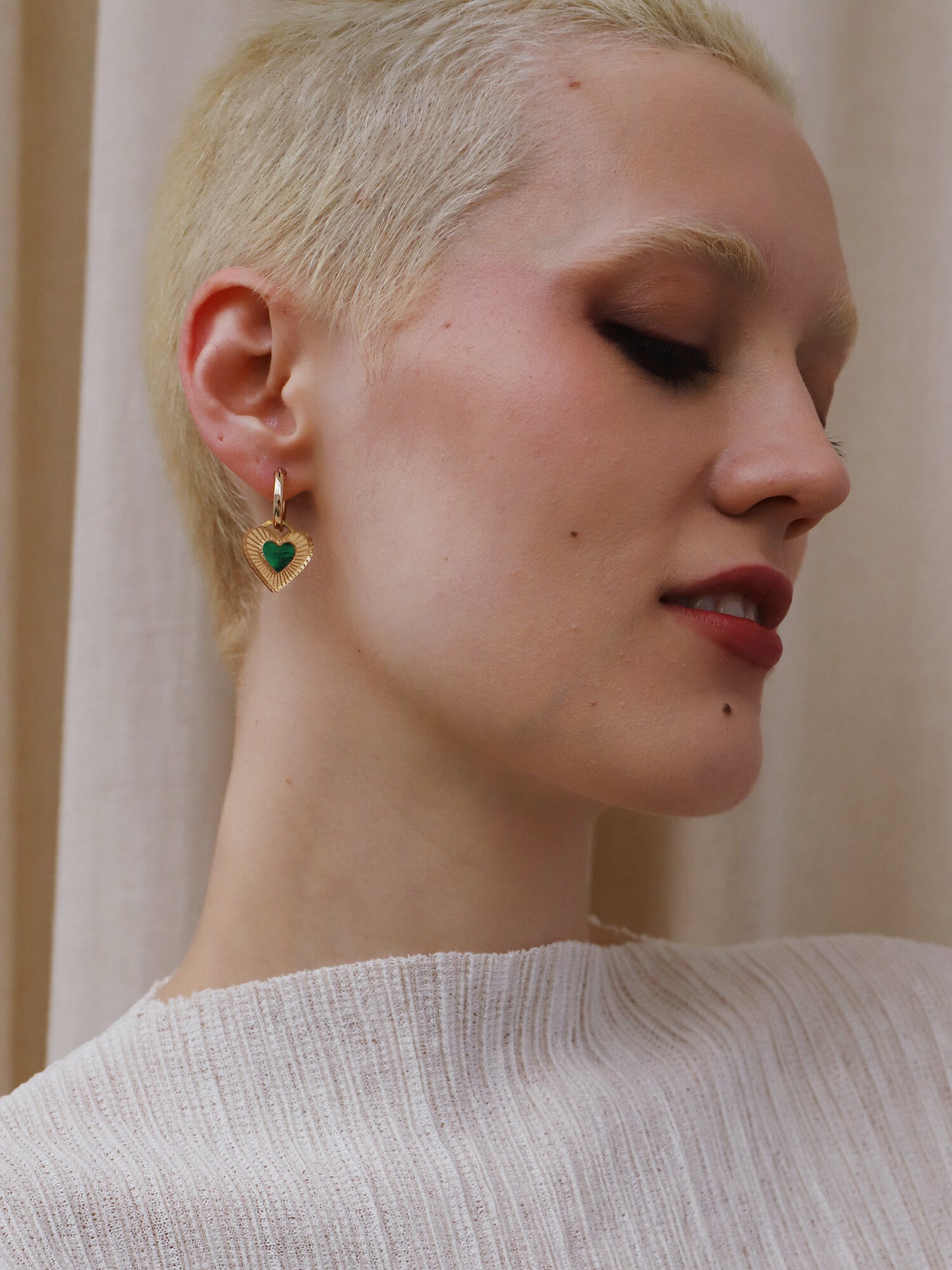 Emerald Mother of Pearl Mini Lyra Hoops