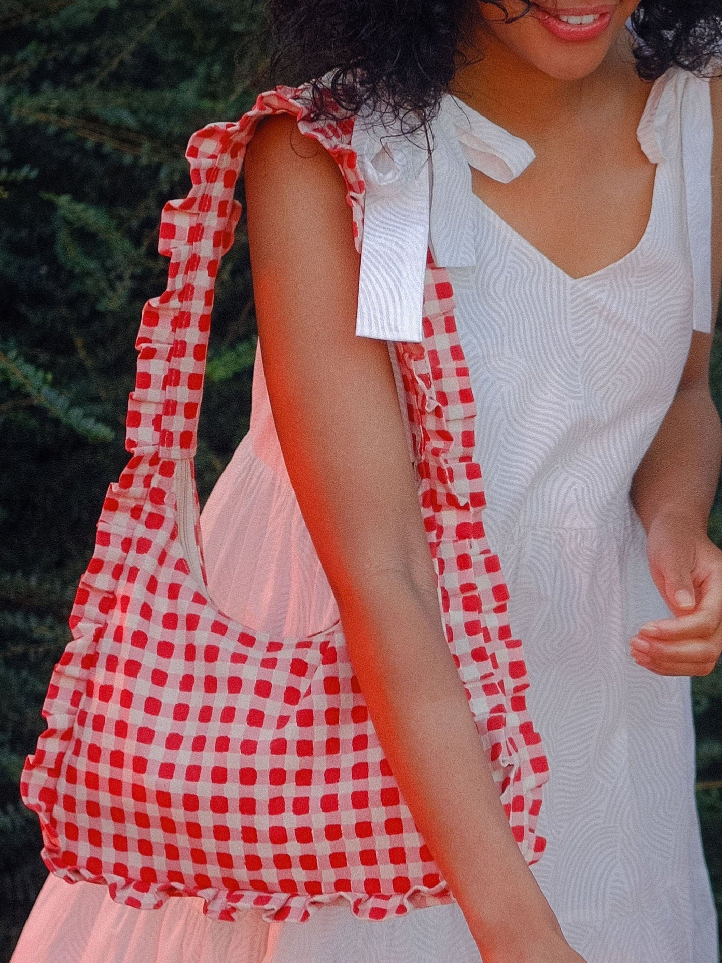 Tomato Gingham Momo Shoulder Bag
