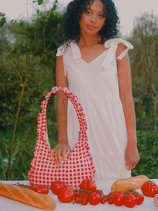 Tomato Gingham Momo Shoulder Bag