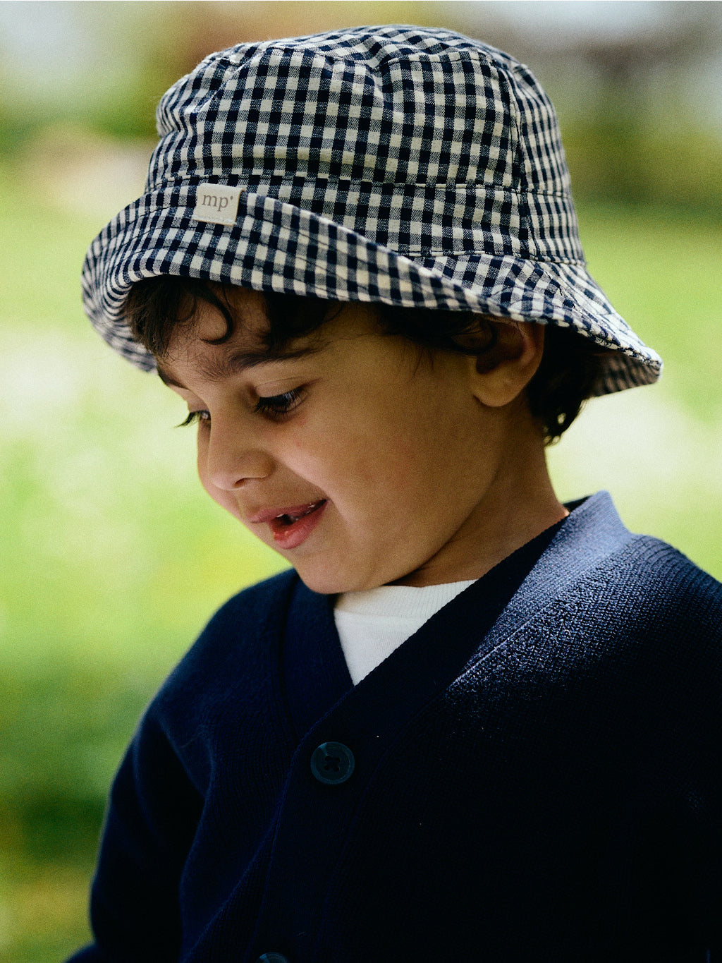 Navy Check Bucket Hat