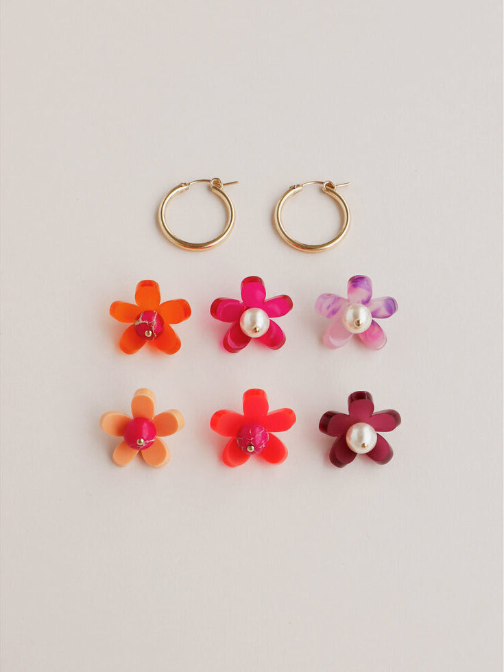 Pink Ophelia Charm Hoops