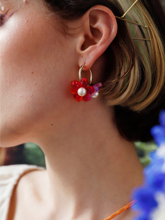 Pink Ophelia Charm Hoops