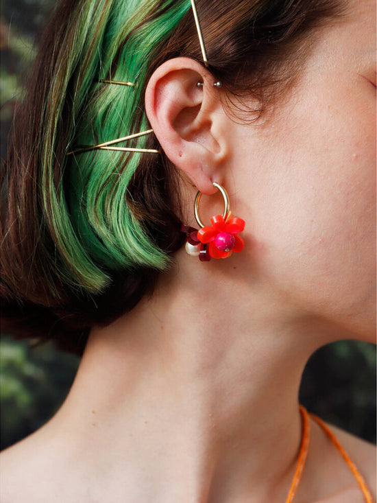 Pink Ophelia Charm Hoops