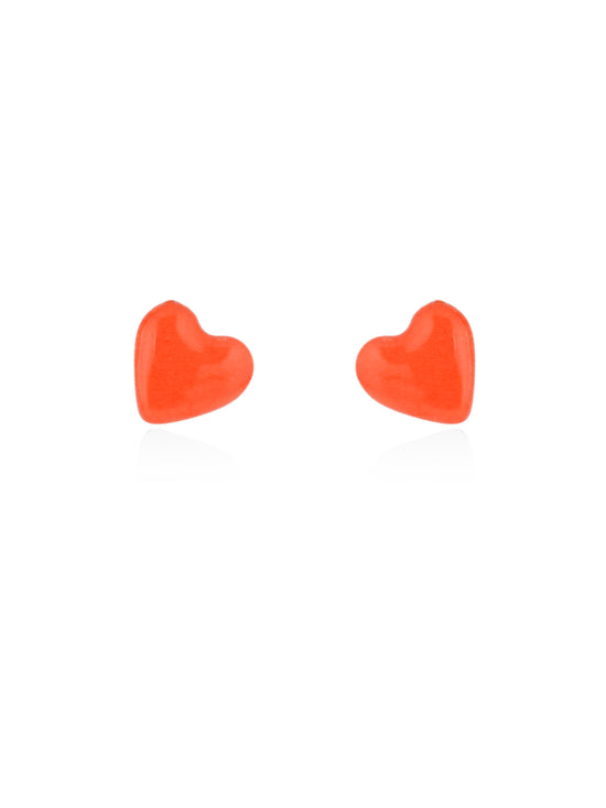 Load image into Gallery viewer, Orange Enamel Heart Earrings
