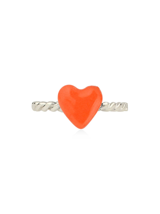 Orange Enamel Heart Ring