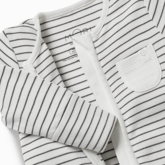 Grey Stripe Clever Zip Sleepsuit