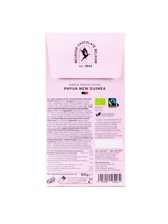 Dark Chocolate with Puffed Quinoa & Pink Pepper