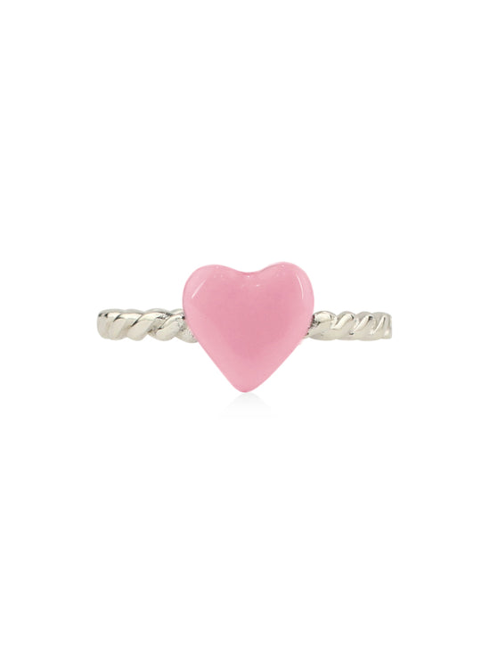 Soft Pink Enamel Heart Ring