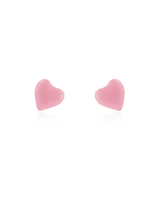 Soft Pink Enamel Heart Earrings
