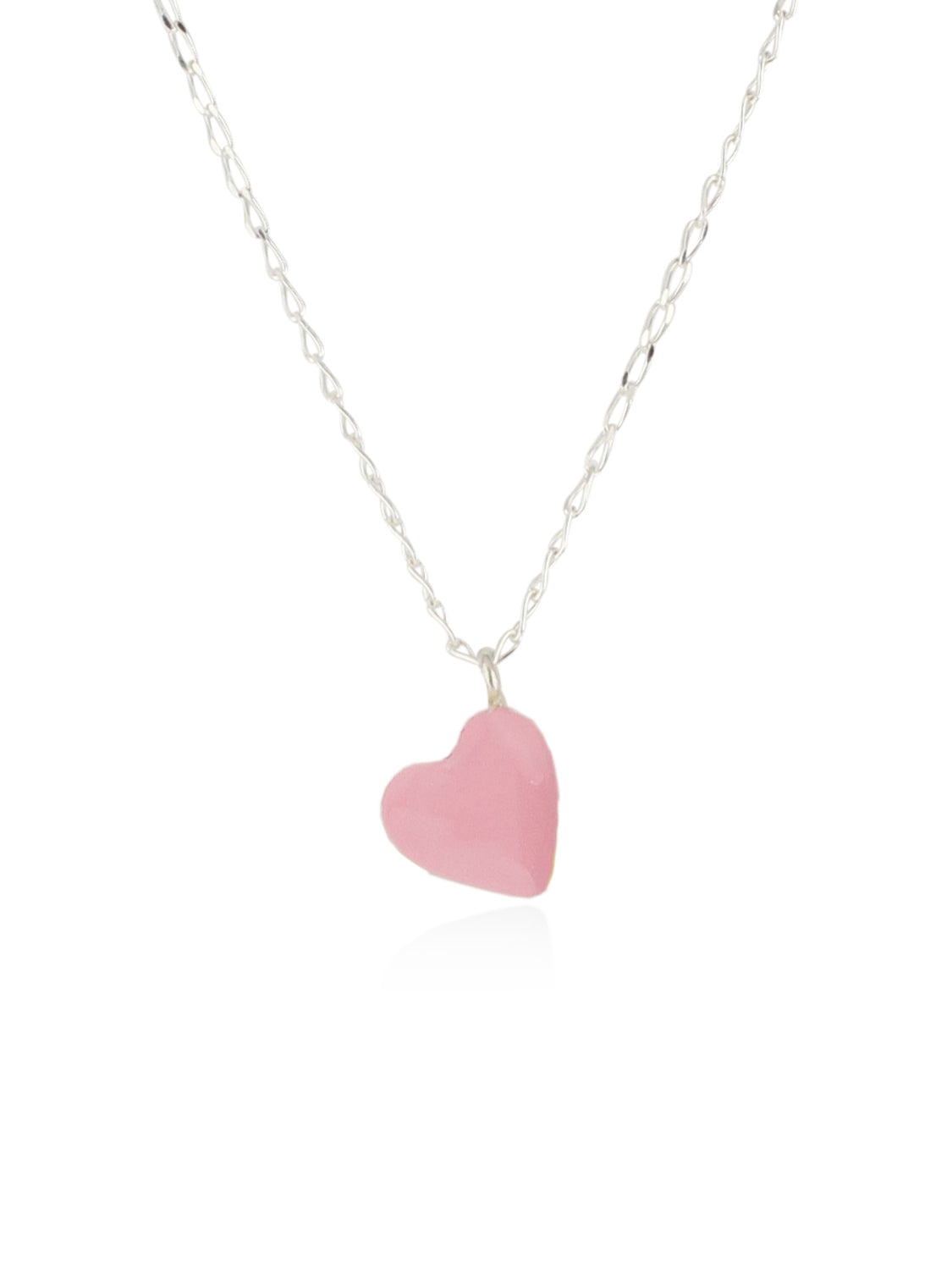 Soft Pink Enamel Heart Necklace