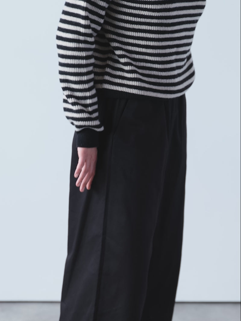 Black & Ecru Stripe Rib Knit Jumper