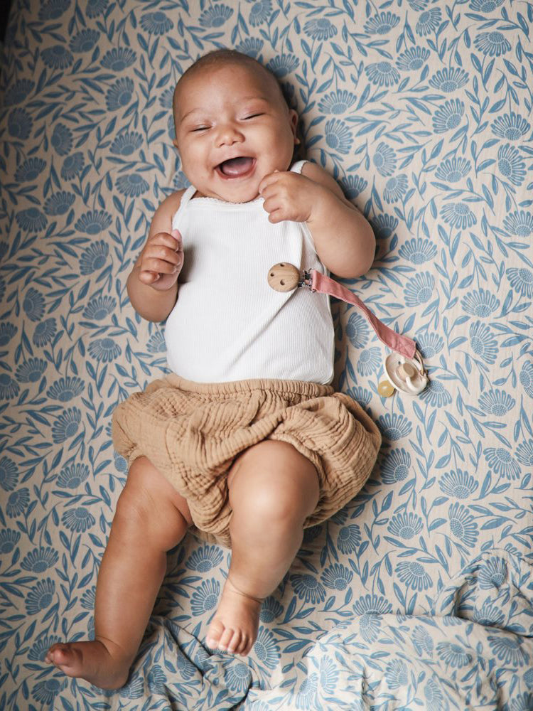 Blue Flowers Muslin Swaddle