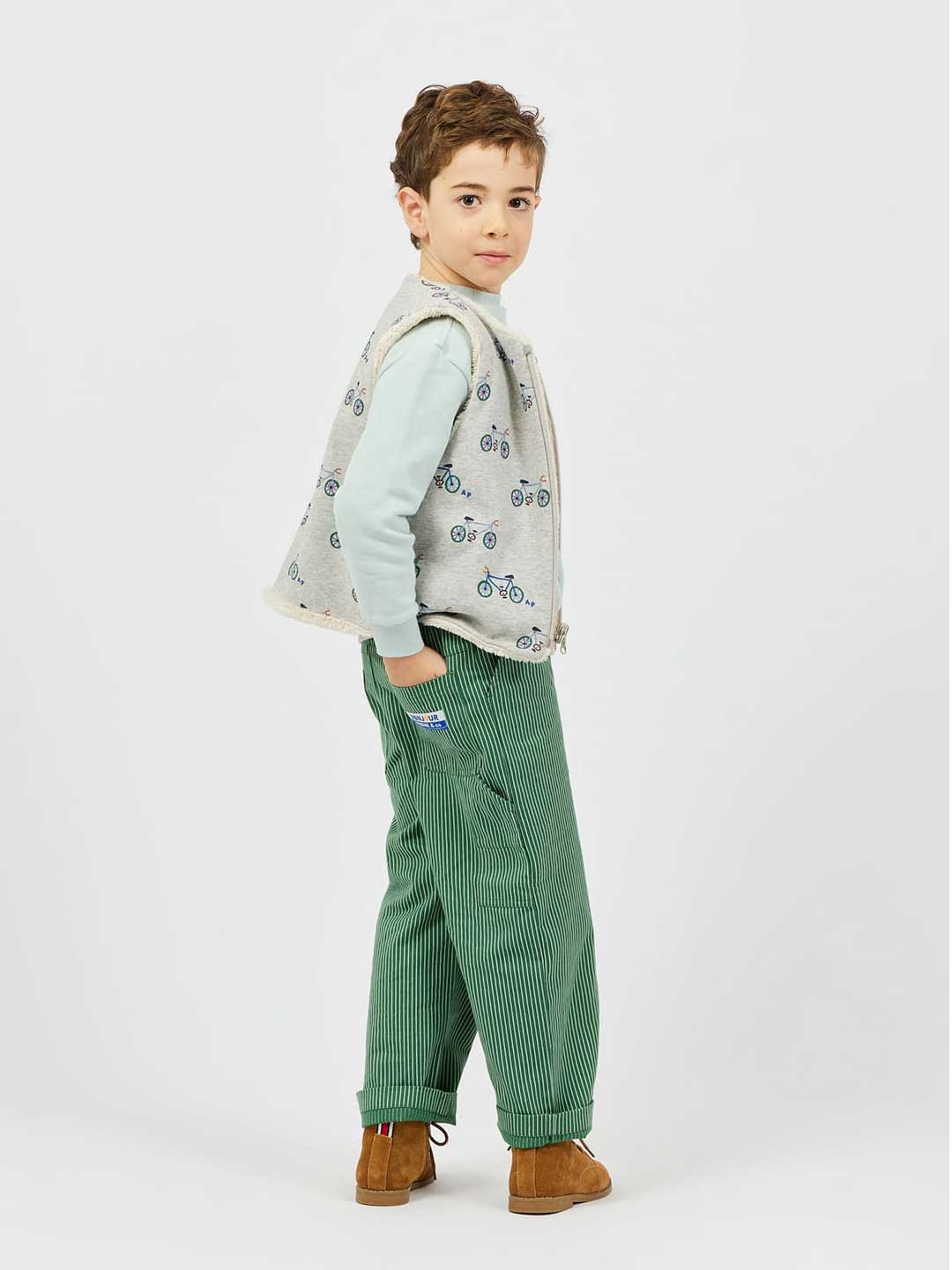 Green Striped Kids Trousers