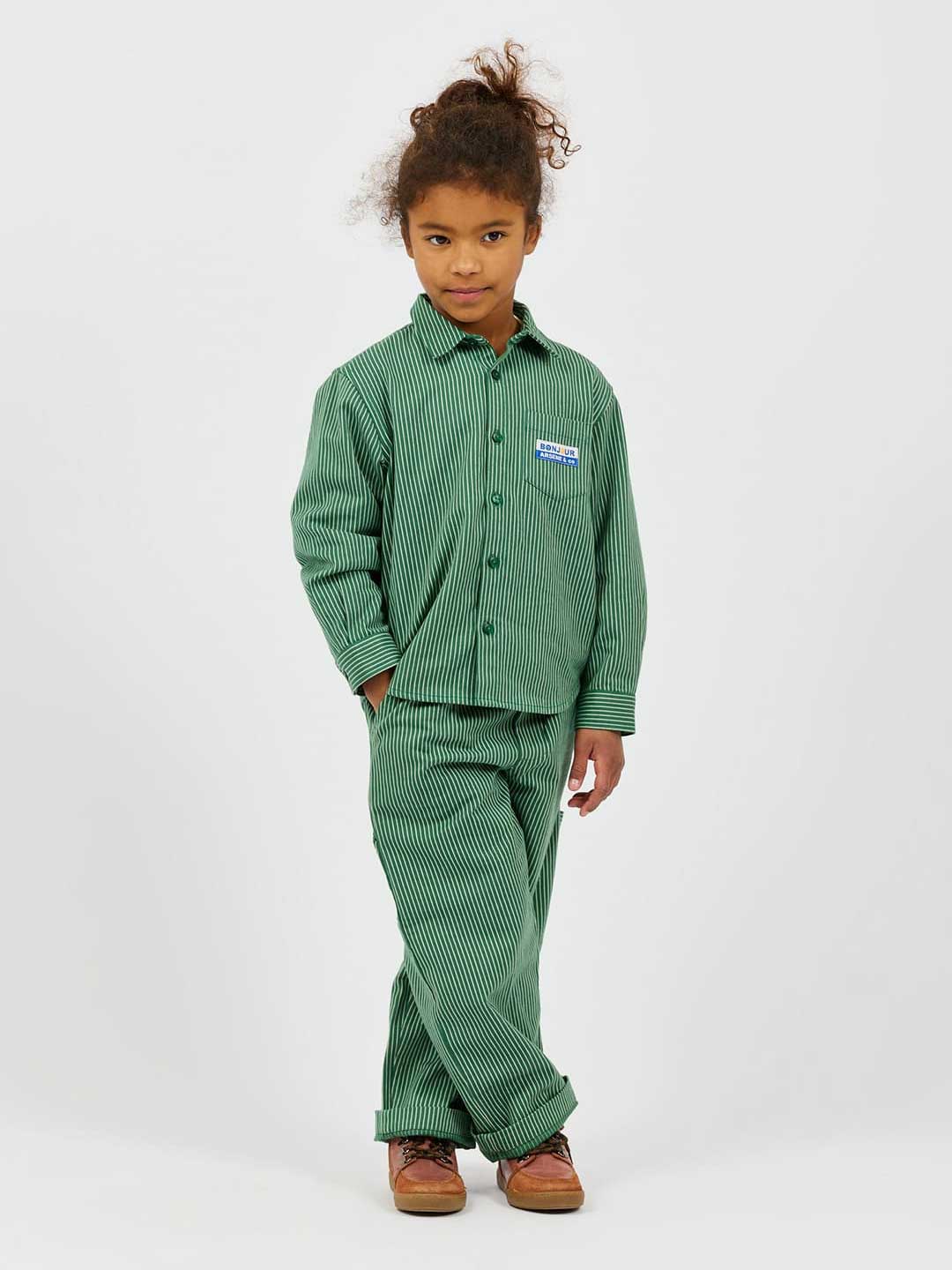 Green Striped Kids Trousers