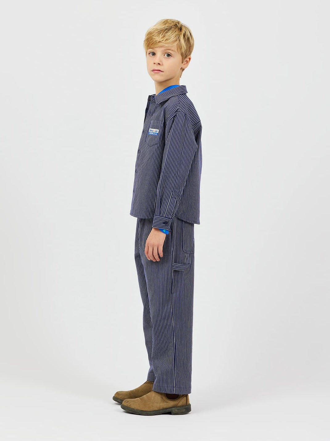 Navy Striped Kids Trousers