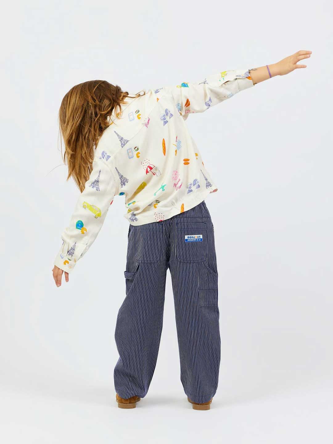 Navy Striped Kids Trousers