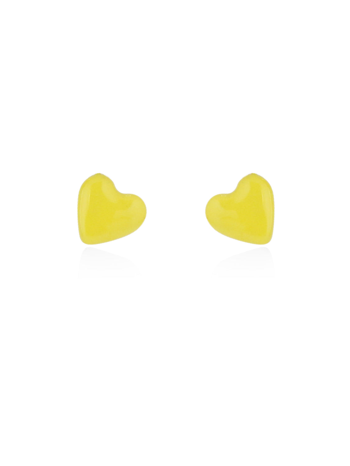 Yellow Enamel Heart Earrings