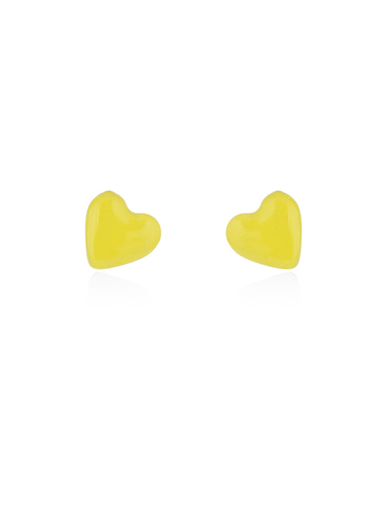 Yellow Enamel Heart Earrings