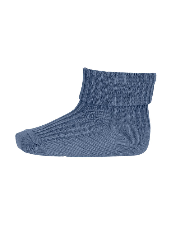 Stone Blue Cotton Rib Baby Socks