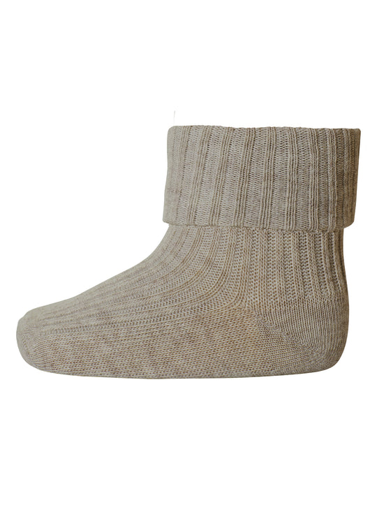 Brown Melange Cotton Rib Baby Socks