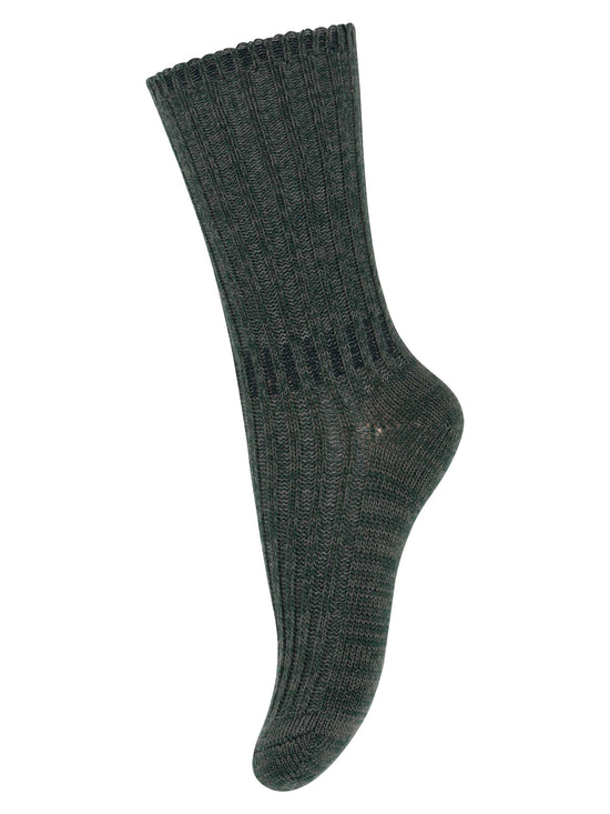 Agave Green Rib Wool Socks