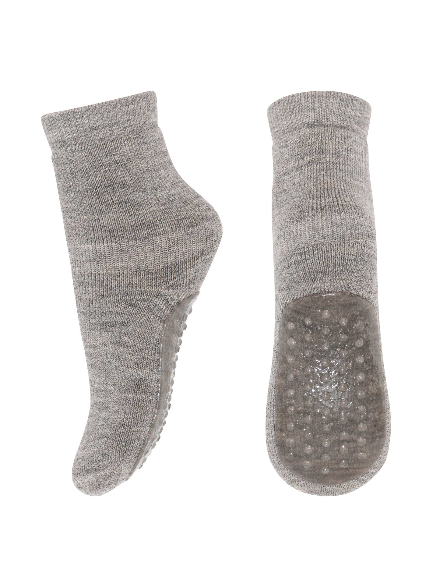 Light Brown Melange Rubber Soled Wool Socks