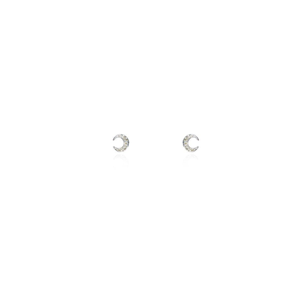 Micro Crescent Moon Stud Earrings
