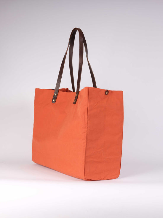 Terracotta Waxed Cotton Tote Bag
