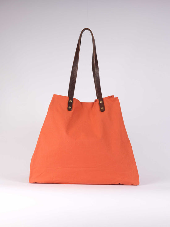 Terracotta Waxed Cotton Tote Bag
