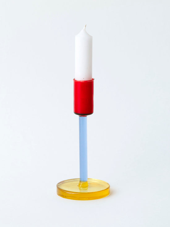 Blue & Red Glass Candle Stick