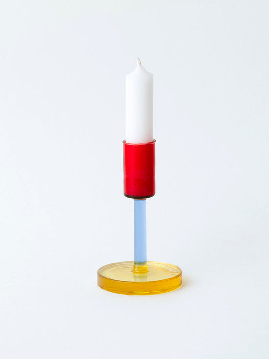 Blue & Red Glass Candle Stick