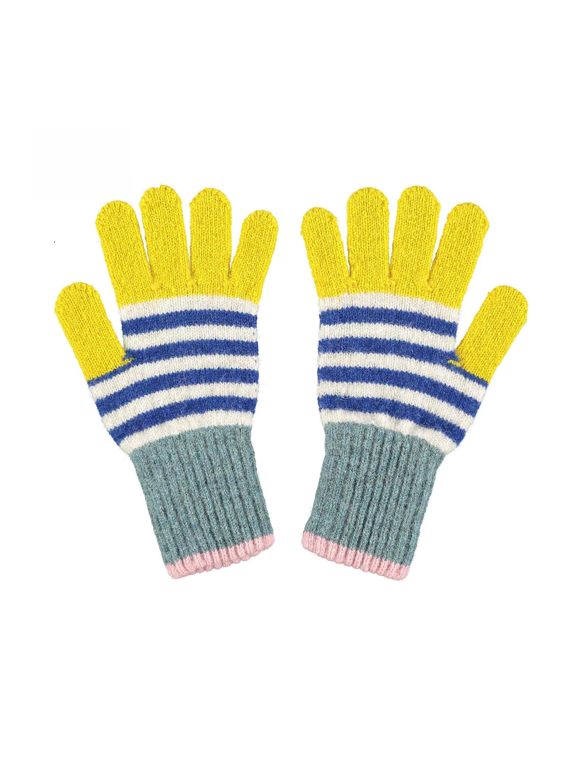 Yellow & Blue Kids Wool Gloves