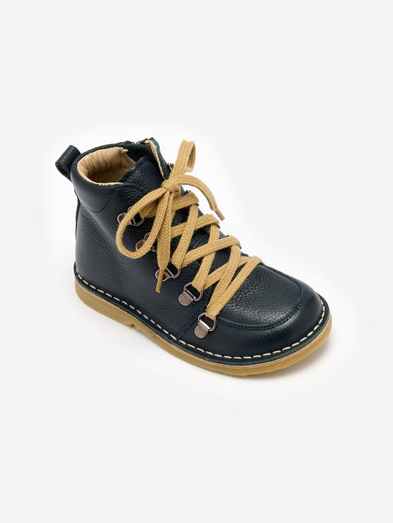 Navy Leather Kids Hiker Boots