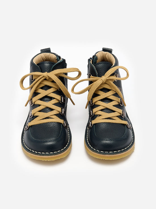 Navy Leather Kids Hiker Boots